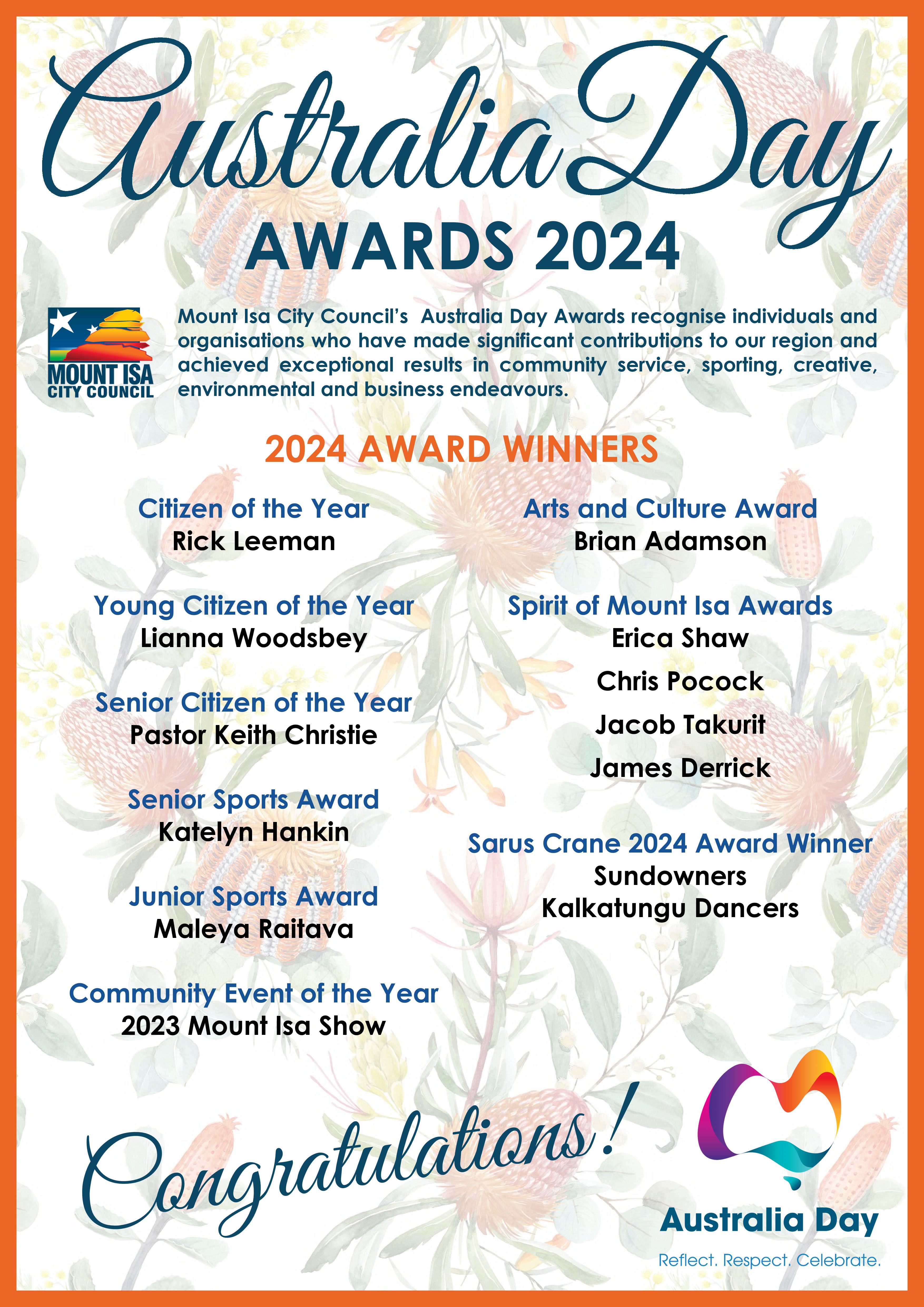 2024 Mount Isa Australia Day Awards list